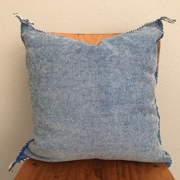 Moroccan Sabra Silk Cactus Silk Pillow in Blue - Picture 2 of 4